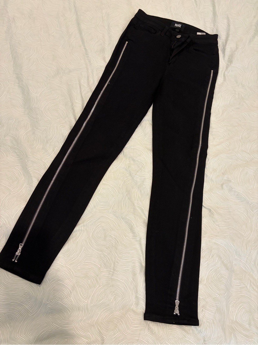 PAIGE Margot Black Ankle Skinny Jeans with Long Silver Zippers